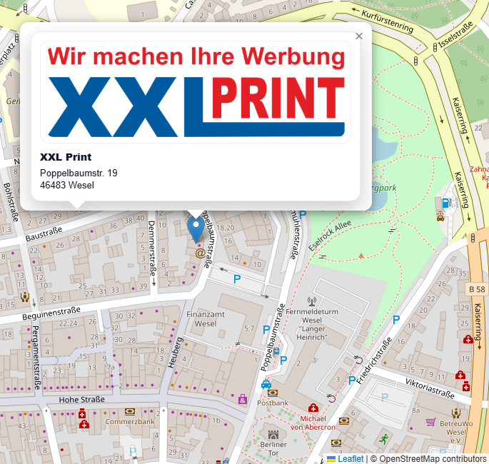 Standort XXL Print – Poppelbaumstraße 19, Wesel